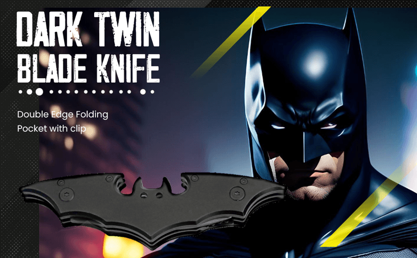 Kii Dark Twin Blade Knife - Double Edge Folding Pocket with clip, 11" Stainless Steel Two Sharp Cut (Black)