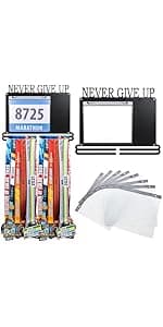 Moxweyeni Race Medal and Bib Display Medal Hanger Running Bib Holder Wall Mounted Hanging Rack Stands Gifts for Runners