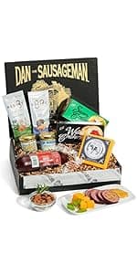 Dan the Sausageman Yukon Gift Basket - Gourmet Smoked Beef Summer Sausages, Cheese & Snacks for Easy Gifting | Perfect for Father's Day, Holidays & Any Occasion, 10-Item