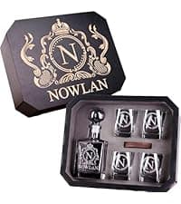 Personalized Whiskey Decanter Set for Men Home Bar Custom Liquor Decanters Wooden Box Whiskey Glasses Set Gifts for Husband Dad Men Cave Christmas Birthday Anniversary Valentine‘s Day