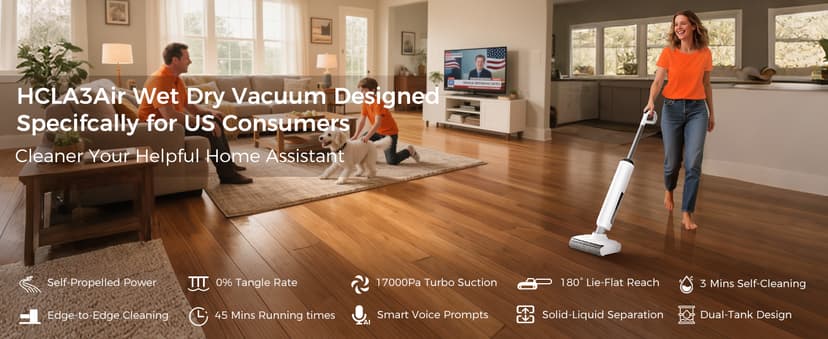 Wet Dry Vacuum Cleaner, 180°Lie-Flat Vacuum Mop All in One with Auto Self-Cleaning, Smart Floor Cleaner Machine for Hard Floor, 45 Mins Runtime, Edge Cleaning, Self-Propelled Vacuum Mop Combo