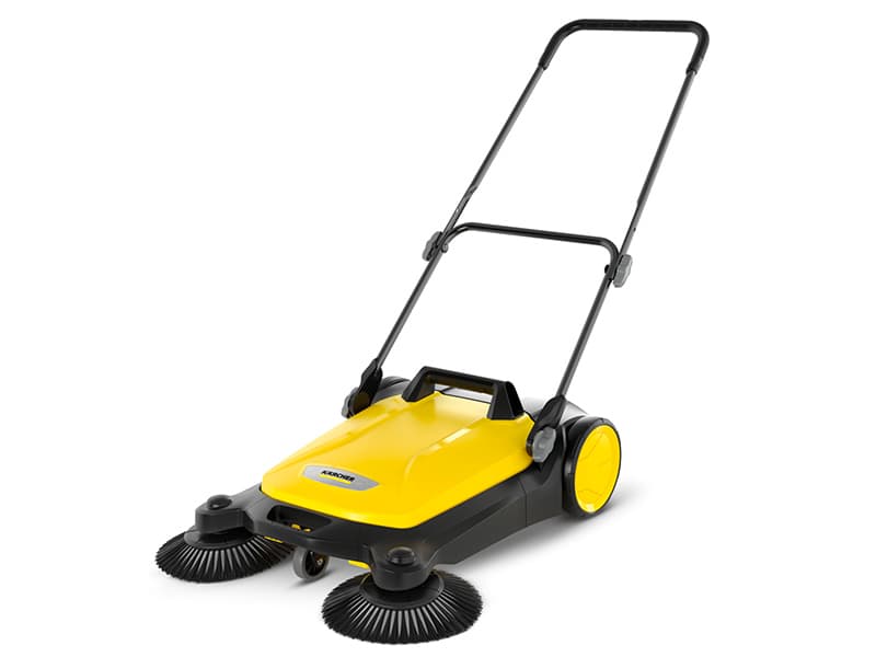 Kärcher Walk Behind Outdoor Push Sweeper S 4 Twin for Workshops, Warehouses or Garages - 5X Faster Than a Push Broom, 5.25 Gallon Capacity, 26.8" Sweeping Width