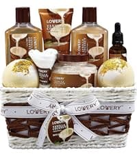Gifts For Women Gift Basket for Women– 9 Piece Set of Vanilla Coconut Home Spa Set, Includes Fragrant Lotions, Extra Large Bath Bombs, Coconut Oil, Luxurious Bath Towel & More