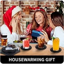 Funny Retro Record Coasters for Drinks with Vinyl Player Holder for Music Lovers,Set of 6 Conversation Piece Sayings Drink Coaster,Housewarming Hostess Wedding Registry Gift Ideas