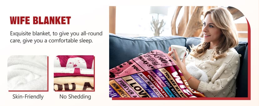 Gifts for Wife from Husbend - Anniversary Wedding Gifts for Women - Best Wife Birthday Gift Ideas - Christmas Mothers Valentines Day Romantic I Love You Gift for Her - To My Wife's Blanket 50"x60"