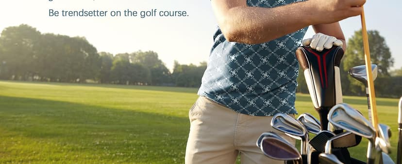 Obla Mens Golf Polo Shirts Short Sleeve Dry Fit Performance Moisture Wicking Casual Print Collared Golf Shirts for Men