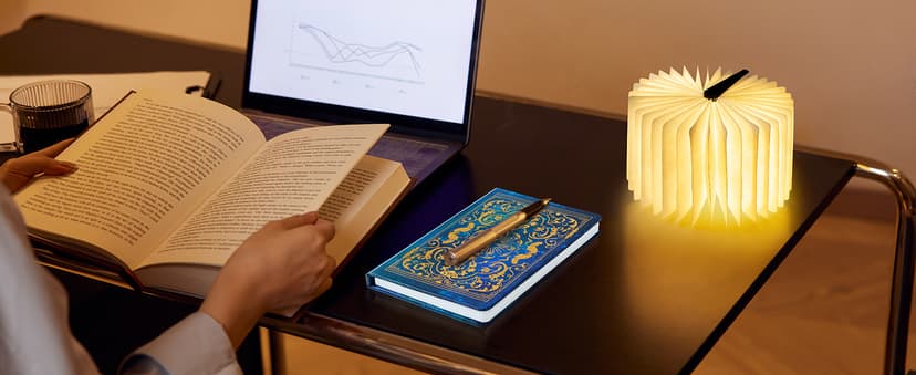 Book Lovers Gifts BookLamp - 5 Color Lights, 1200mAh Battery, Foldable Paper Lamp as Book Decor & Accessories, Hot Foil Cover Design, Unique Gifts for Women or Friends & Christmas