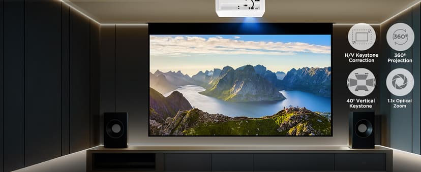 ViewSonic PA503HD 4000 Lumens High Brightness Projector with 1.1x Optical Zoom, USB, and HDMI inputs for Home and Office