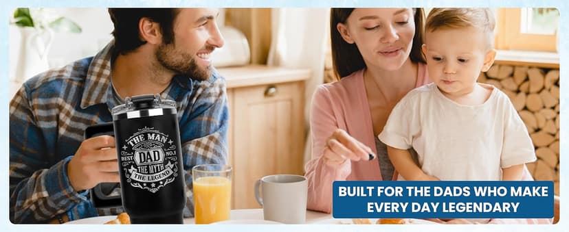 Father Day Gifts For Dad from Daughter Son Kids, Birthday Gifts for Daddy, Present for Dads, Dad Tumbler 40 Oz, Best Father Mug, Cool Coffee Cup Ideas for Papa, Elderly Fathers, Step Daddy, New Papa