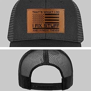 Gifts for Dad, Men,Him, Husband, Grandpa - Dad Gifts for Christmas Hat - Ideas Birthday 40th 50th 60th 70th 80th - I Fix Stuff Trucker Hat Black