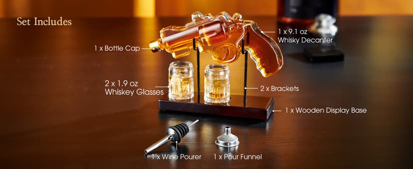 Birthday Gifts for Men Dad, Kollea Gun Whiskey Decanter Set with Shot Glass, Cool Anniversary Christmas Gifts Ideas for Him Husband Brother, Funny Military Retirement Present, Home Bar Drinking Party