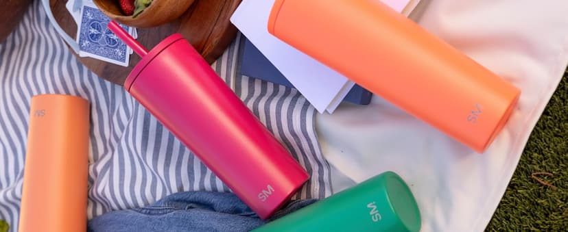 Simple Modern Insulated Tumbler with Lid and Straw | Iced Coffee Cup Reusable Stainless Steel Water Bottle Travel Mug | Gifts for Women Men Her Him | Classic Collection | 24oz | Blue Dune