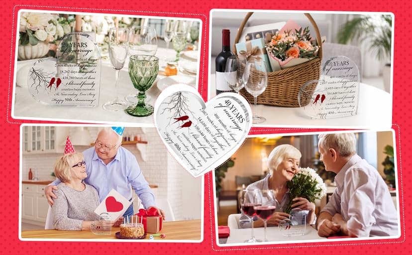 Qunclay 25th Years of Marriage Gift Wedding Anniversary Souvenir Heart Marriage Keepsake Decoration Present for Couple Parent Women Mom Husband Wife He She Friend Grandparents