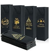 Tlenpo 20 Pack White Wine Gift Bag Set with Handles, 13.7x3.8x3.8 Inch, Kraft Whiskey Wine Bag for Valentines, Wedding, Easter, Christmas, Baby Shower, Birthday Party