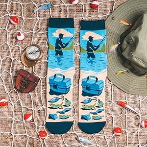 Lavley Can’t Today My Arm Is In A Cast Socks - Funny Fishing Socks for Men - Hilarious Gift for Anglers and Outdoorsmen - One Size Fits Most