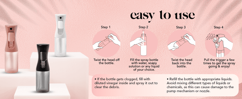 Kitsch Continuous Spray Bottle for Hair – Fine Mist Water Mister & Water Spray Bottle – Recycled Hair Spray Bottle – Spray Bottles for Cleaning, Styling, Plants & More – Terracotta, 150ml