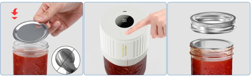 Electric Mason Jar Vacuum Sealer Kit for Wide Mouth and Regular Mouth Mason Jar - White