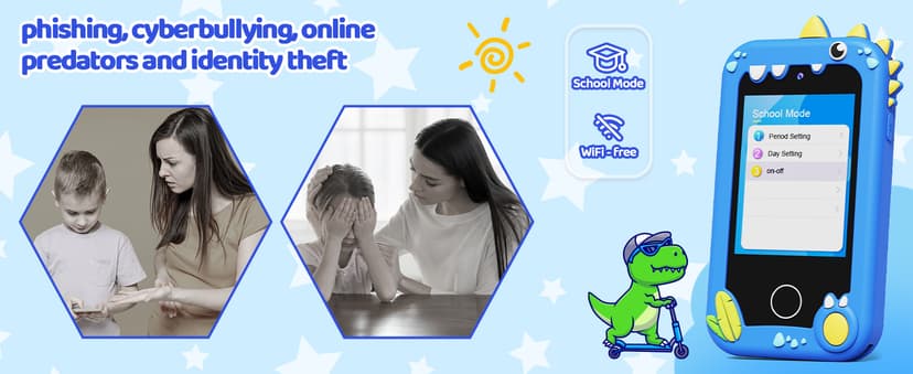 KOKODI Kids Smart Phone Toys, Birthday Gifts Idea Dinosaur Toys for 3 4 5 6 7 8 Year Old Boys, Touchscreen HD Digital Dual Video Camera, Preschool Learning Toy for Kids 3-5 Travel Trip Activity (Blue)