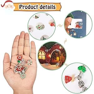 Christmas Advent Calendar Bracelets 2025 for Girls 24 Days Xmas Countdown Calendar DIY Jewelry Making Kit Gift 22 Charm Beads 2 Bracelets for Kids Teens Women