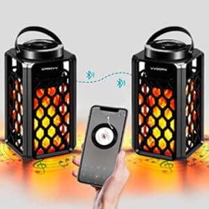 Outdoor Bluetooth Speakers Waterproof Portable Led Flame Speaker with Torch Atmosphere 10w Enhanced Bass for Patio Porch Garden Home Backyard Decor, Gifts for Men Women Couples Dads Moms