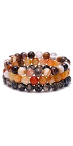 YINRIS 3 Pcs Natural Volcanic Stone Friendship Bracelets Handmade Beaded Stretch Bracelets (bra000001)