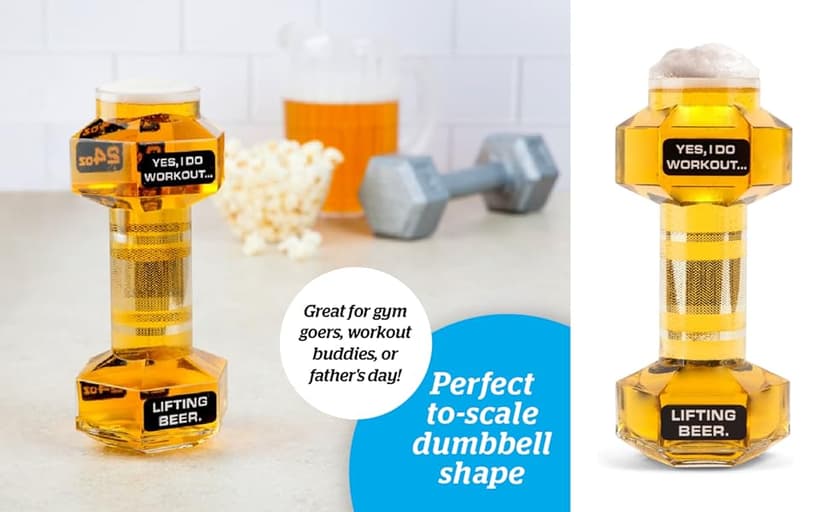 BigMouth Inc. The Dumbbell Beer Glass, Novelty Beer Drinking Glass, 24 Oz