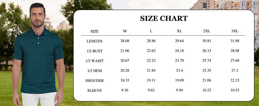 ZITY Men's Golf Shirts Short Sleeve Moisture Wicking Performance Print Patterns Casual Collared Golf Polo Shirt for Men