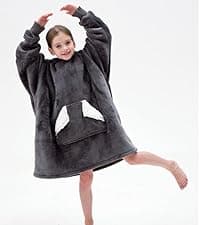 Touchat Wearable Blanket Hoodie, Oversized Sherpa Blanket Sweatshirt with Hood Pocket and Sleeves, Super Soft Warm Plush Hooded Blanket for Adult Women Men, One Size Fits All (Pink)