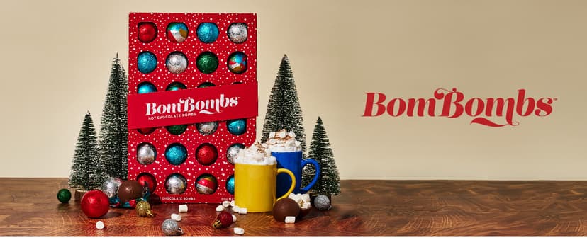 Bombombs, Hot Chocolate Bomb Gift Set, 5 Flavors in Colorful Wrappers; Fudge Brownie, Caramel Candy, S'Mores, Cookies & Cream, & Peppermint, Set of 24