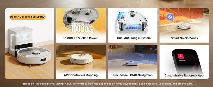 roborock Q7 M5+ Robot Vacuum and Mop, Upgraded from Q5 Max+, Up to 7-9 Weeks Self-Empty, 10000Pa Suction, Dual Anti-Tangle System for Pet Hair & Carpet, PreciSense LiDAR Navigation, App Control, White