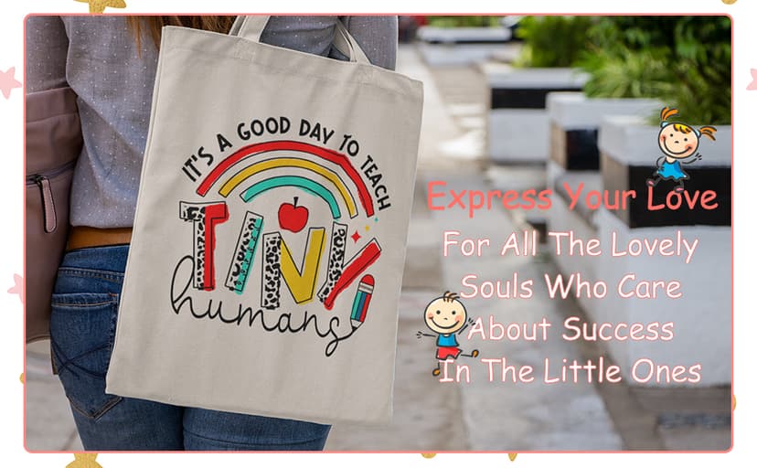 Teacher Appreciation Gifts School Canvas Tote Bags Aesthetic Travel Beach Bag Summer Reusable Grocery Shopping Bag