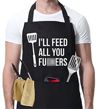 Miracu Funny Cooking Aprons for Men Husband - Christmas, Santa, Birthday Funny Male Gifts for Mens Best Friend, Gifts for Male Friends Guy Boyfriend Chef Man Him - Grilling Grill BBQ Apron w/Pockets