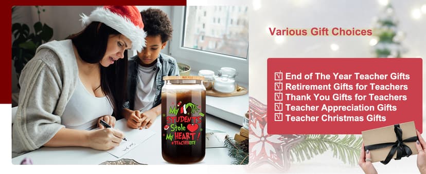 Teacher Christmas Gifts,16oz Funny Christmas Grin-ch Cups for Teachers,Teacher Appreciation Gifts,Thank You Gift End of The Year Teachers Gift for Women from Student