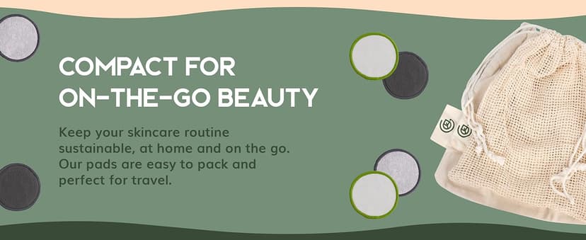 Greenzla Reusable Makeup Remover Pads (20 Pack) Washable Laundry Bag & Round Box for Storage, Reusable Bamboo Cotton Rounds for All Skin Types