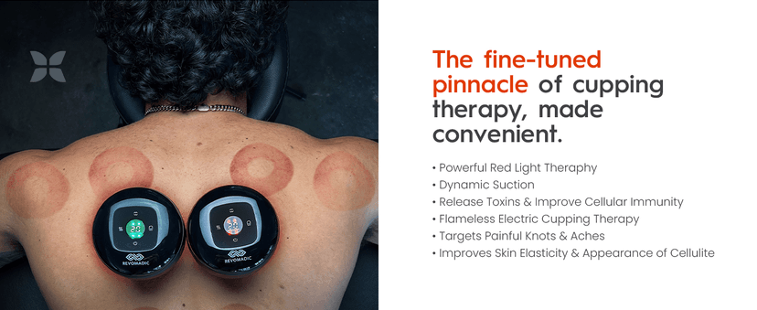 REVO The Original 4-in-1 Smart Cupping Therapy Massager, Red Light Therapy for Targeted Pain Relief, Knots, Aches, Muscle Soreness, Circulation & Tighter Skin, Portable Cupping Kit