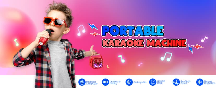 Mini Karaoke Machine Toys Gifts: Kids Toys Christmas Birthday Gifts for 4 5 6 7 8 9 Years Old Girl Boy Stocking Stuffers LED Portable Bluetooth Speaker with 2 Wireless Microphone Girl Gift Age 3-12+