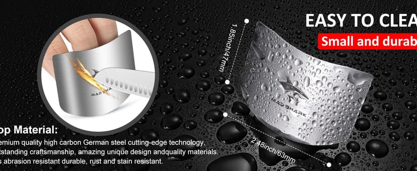 MAD SHARK Chef Finger Guards for Cutting with Gift Box, 2pcs Premium 304 Stainless Steel Finger Protectors for Cutting, Slicing and Chopping Vegetables, Fruits and Meat, Avoid Hurting Kitchen Tools