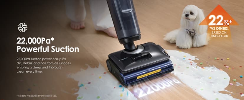 Tineco Floor One S7 Stretch Steam Cordless Wet Dry Vacuum Steam Mop All-in-One, 320℉ HyperSteam, 180° Lay-Flat, Anti-Tangle Design, FlashDry Self-Cleaning, Up to 75 Min Runtime