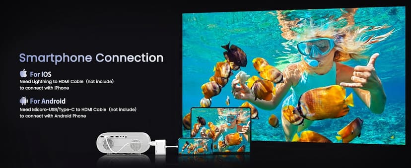 Projector, Native 1080P Full HD Bluetooth Projector with Speaker, Outdoor Portable Movie Mini Projector Compatible with Laptop, Smartphone, TV Stick, Xbox, PS5