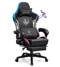 GTRACING Gaming Chair with Footrest, Ergonomic Computer Game Desk Chair, Reclining Game Chair Seat Height Adjustment, Swivel Rocker with Headrest and Lumbar (Blue)