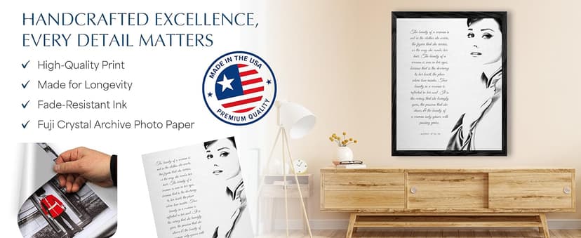 The Beauty of a Woman Wall Art Print – Famous Inspirational Quote Poster – Elegant Feminine Home Décor for Bedroom, Office, or Living Room – Meaningful Gift for Women, Mom, or Friend.11x14 Unframed