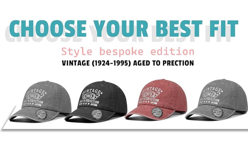 Birthday Gifts for Men Women, Personalized 30th - 100th Birthday Gifts, 1924-1995 Vintage Hat