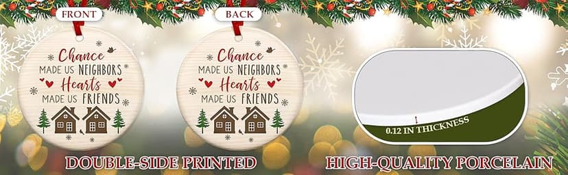 Christmas Thank You Gifts for Neighbors - Ceramic Christmas Ornaments 2025 for Tree Decorations - Funny Gifts for Neighbors Friends BFF Bestie Friendship Women Men, Neighbor Ornaments