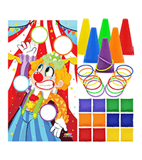 3-in-1 Vintage Giant Checkers, Tic, Tac, Toe, with Reversible Mat, 24 Chips, Family Board Game, Lawn Game, BBQ Party Favor, Indoor and Outdoor Activity for Kids and Adults