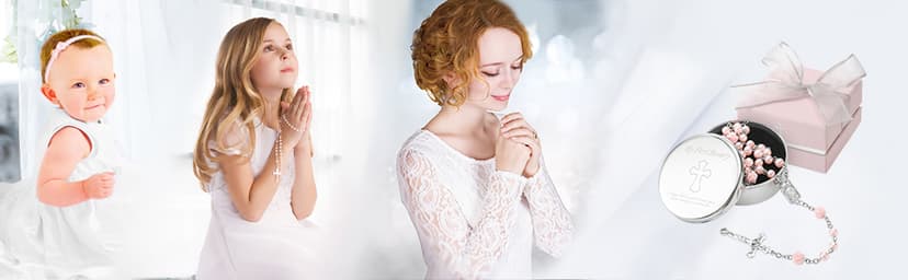 Baptism Gifts for Girl - My First Rosary with Silver-Plated Keepsake Box, Catholic Christening Gift Set, Pink Rosary for Kids, Baptism, First Communion & Baby Dedication Gifts for Girls from Godparent