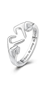 925 Sterling Silver Heart Claddagh Rings for Women Teens, Adjustable White Gold Plated Ring Friendship Promise Love Heart Jewelry Rings Mothers Day Valentines Holiday Gifts for Women Friends
