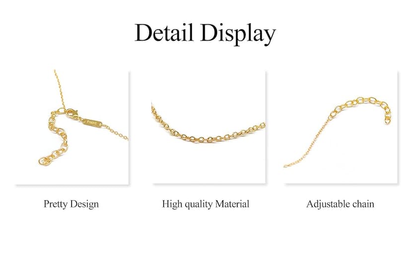 Freinit Gold Necklace for Women, 14K Dainty Pendant Choker, Adjustable Chain, Minimalist Gift for Birthday Valentine's Day Graduation Niece GF