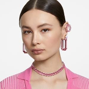Swarovski Stilla Attract Trilogy Drop Pierced Earrings with White Crystals on a Rhodium Plated Setting with Hinged Closure