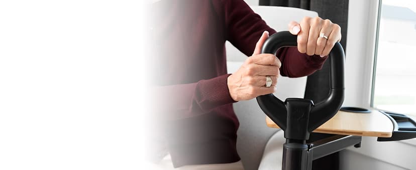 Able Life Tray Table, Adjustable Bamboo TV and Laptop Desk with Ergonomic Stand Assist Safety Handle, Independent Living Aid