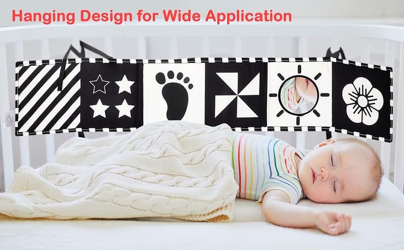 URMYWO Black and White Baby Toys, Tummy Time High Contrast Newborn Toys 0-3 Months, Soft Baby Book, Visual Stimulation Montessori Sensory Infant Toys 0-6-12 Months, Shower Gift for Boys Girls